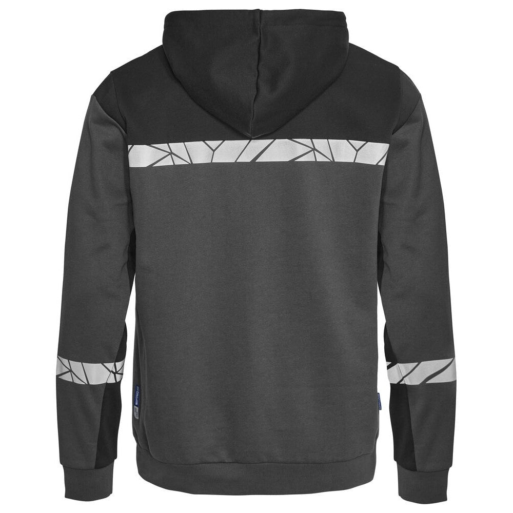 Grey-Black - Back - Projob Mens Progression Half Zip Hoodie