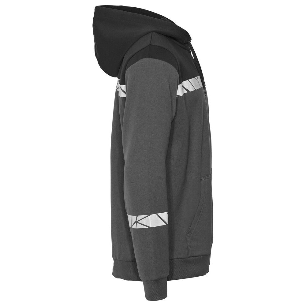 Grey-Black - Side - Projob Mens Progression Half Zip Hoodie