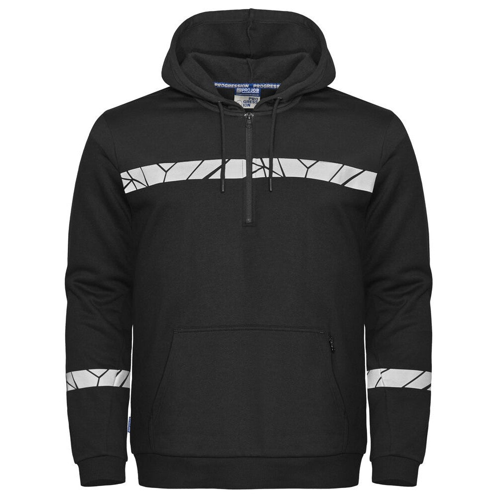 Black - Front - Projob Mens Progression Half Zip Hoodie