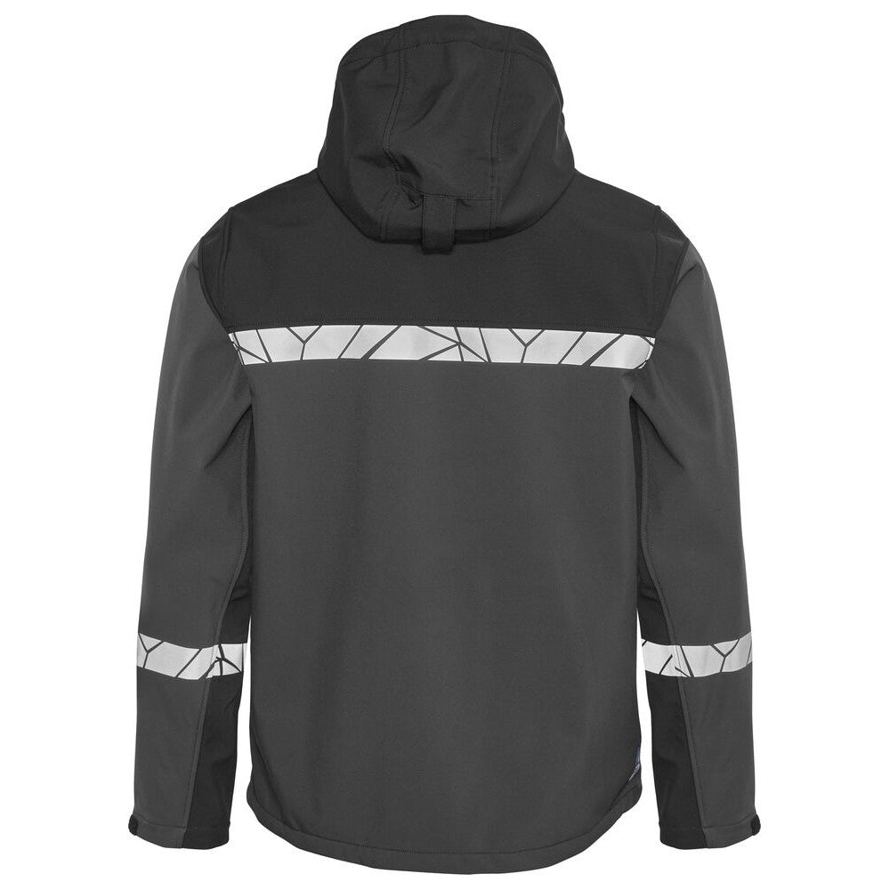 Grey-Black - Back - Projob Mens Progression Soft Shell Jacket
