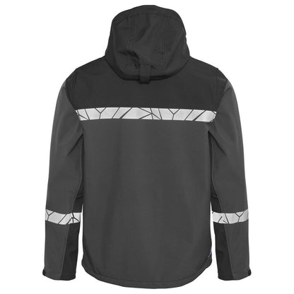 Grey-Black - Back - Projob Mens Progression Soft Shell Jacket