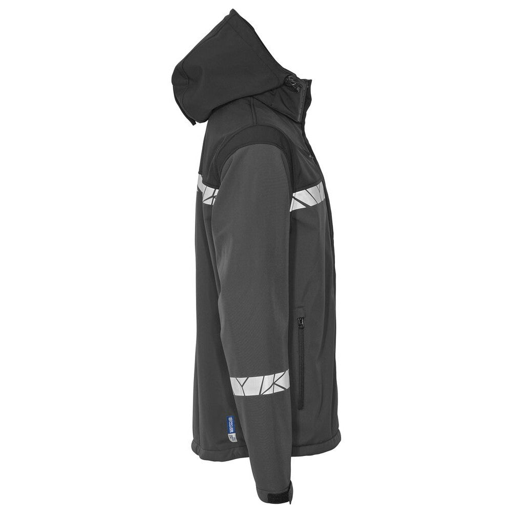 Grey-Black - Side - Projob Mens Progression Soft Shell Jacket
