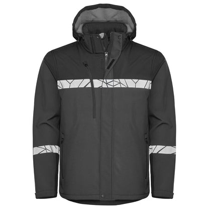 Grey-Black - Front - Projob Mens Progression Soft Shell Jacket