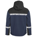 Navy-Black - Back - Projob Mens Progression Soft Shell Jacket