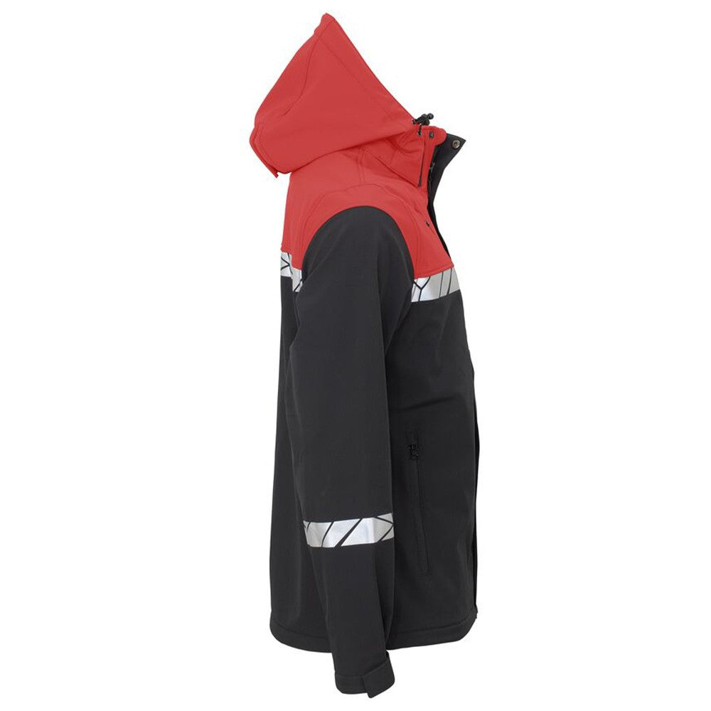 Black-Red - Side - Projob Mens Progression Soft Shell Jacket