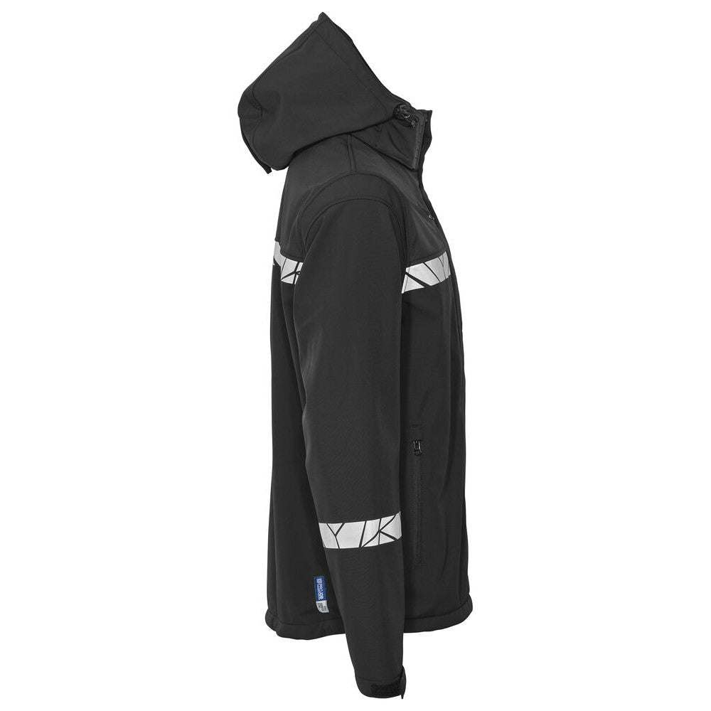 Black - Side - Projob Mens Progression Soft Shell Jacket