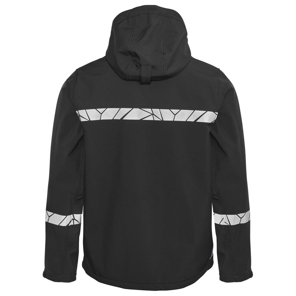Black - Back - Projob Mens Progression Soft Shell Jacket