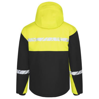 Black-Yellow - Back - Projob Mens Progression Soft Shell Jacket