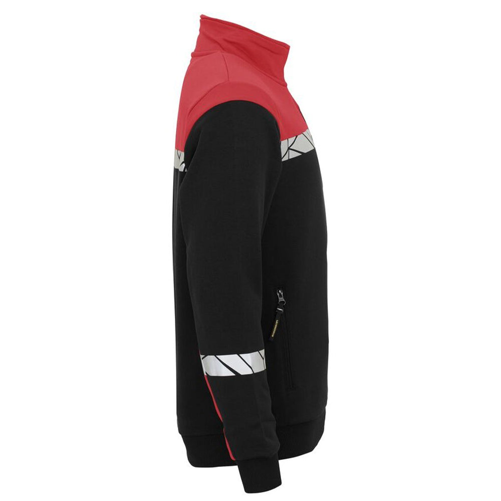 Black-Red - Side - Projob Mens Progression Half Zip Sweatshirt