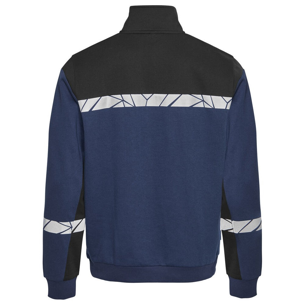Navy-Black - Back - Projob Mens Progression Half Zip Sweatshirt