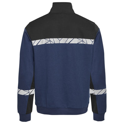 Navy-Black - Back - Projob Mens Progression Half Zip Sweatshirt