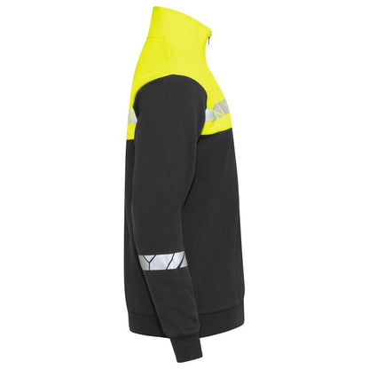 Black-Yellow - Side - Projob Mens Progression Half Zip Sweatshirt