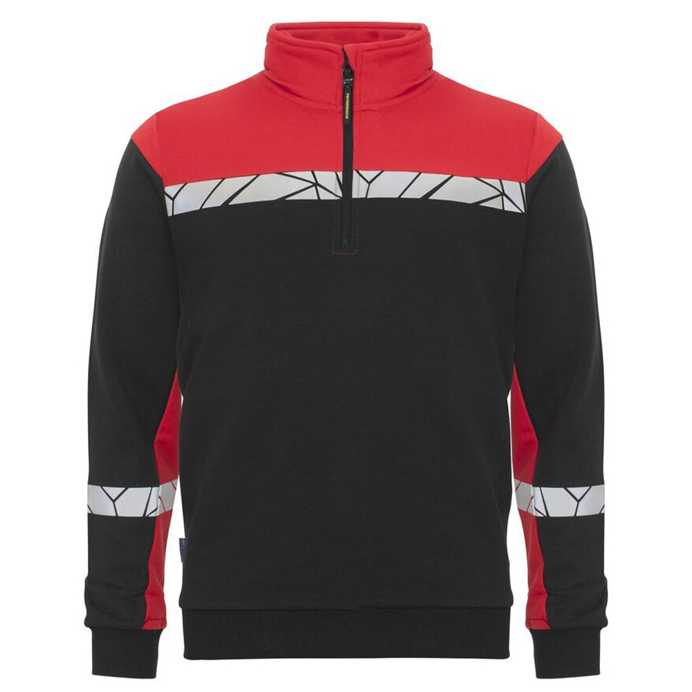 Black-Red - Front - Projob Mens Progression Half Zip Sweatshirt