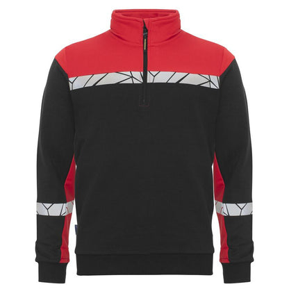 Black-Red - Front - Projob Mens Progression Half Zip Sweatshirt
