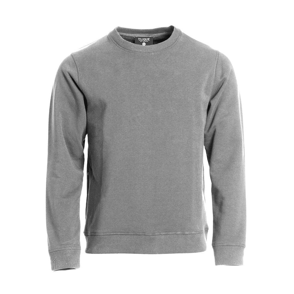 Grey Melange - Front - Clique Unisex Adult Classic Plain Round Neck Sweatshirt