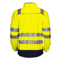Yellow-Navy - Back - Projob Mens Fleece Hi-Vis Coat