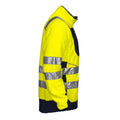 Yellow-Navy - Side - Projob Mens Fleece Hi-Vis Coat