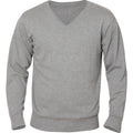 Grey Melange - Front - Clique Mens Aston Knitted V Neck Sweatshirt