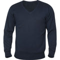 Dark Navy - Front - Clique Mens Aston Knitted V Neck Sweatshirt