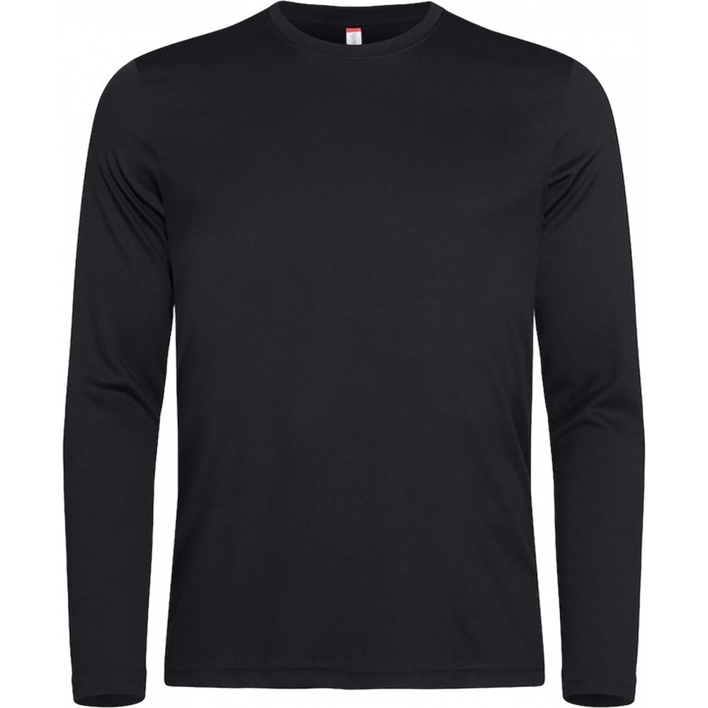 Black - Front - Clique Mens Basic Active Long-Sleeved T-Shirt