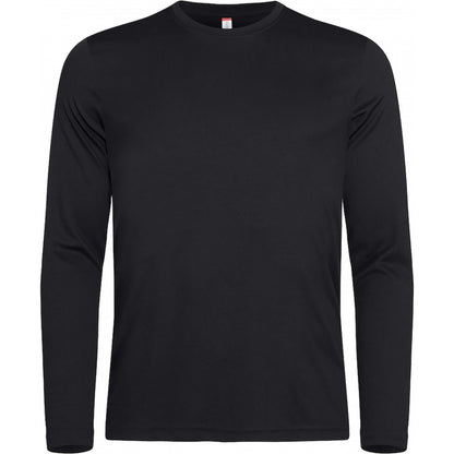 Black - Front - Clique Mens Basic Active Long-Sleeved T-Shirt