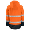 Orange-Black - Back - Projob Mens Functional Reflective Tape Jacket