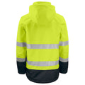 Yellow-Black - Back - Projob Mens Functional Reflective Tape Jacket