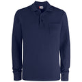 Dark Navy - Front - Clique Unisex Adult Plain Long-Sleeved Polo Shirt