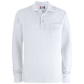 White - Front - Clique Unisex Adult Plain Long-Sleeved Polo Shirt