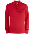 Red - Front - Clique Unisex Adult Plain Long-Sleeved Polo Shirt