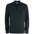Black - Front - Clique Unisex Adult Plain Long-Sleeved Polo Shirt