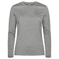 Grey Melange - Front - Clique Womens-Ladies Plain Long-Sleeved Active T-Shirt