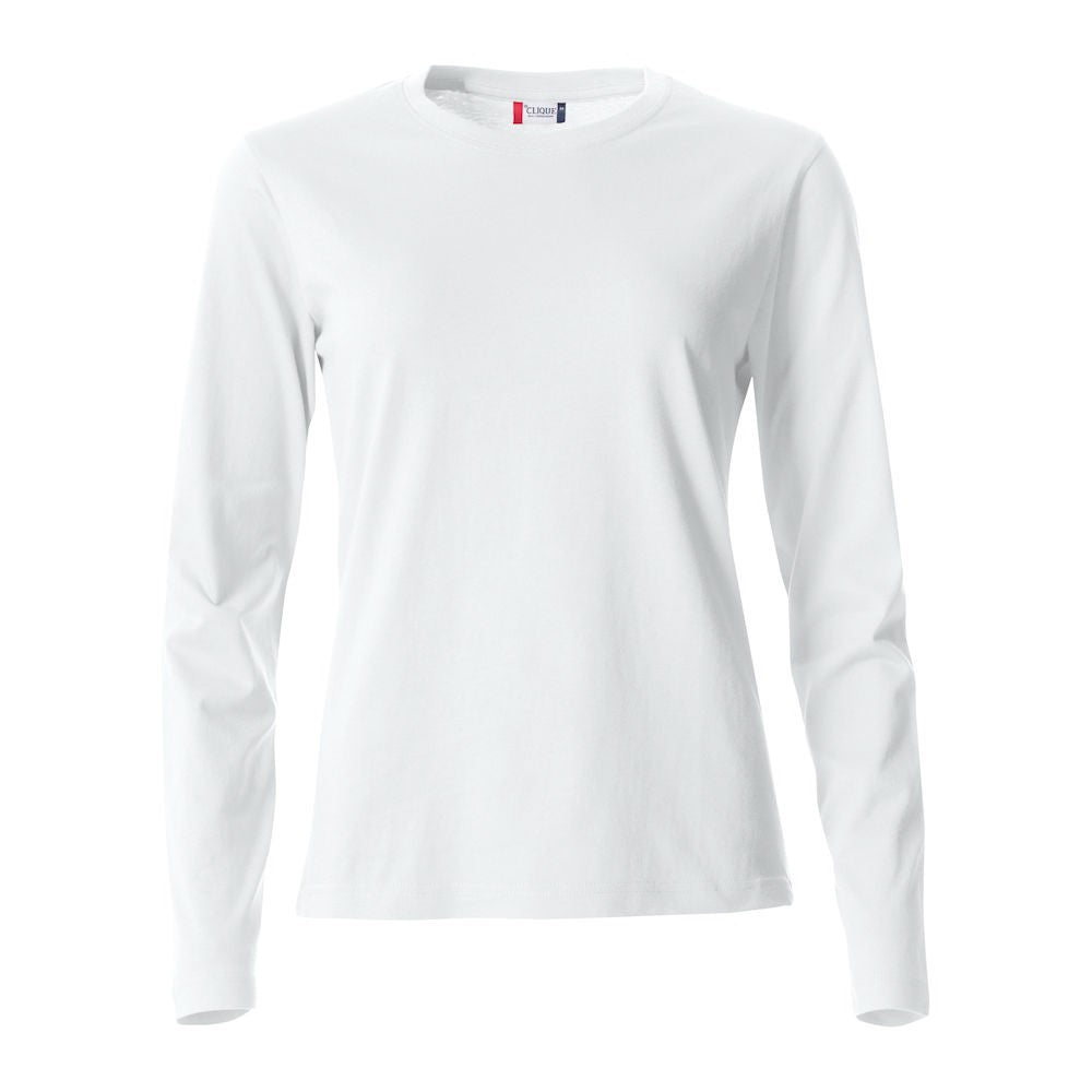 White - Front - Clique Womens-Ladies Basic Long-Sleeved T-Shirt
