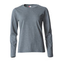 Grey Melange - Front - Clique Womens-Ladies Basic Long-Sleeved T-Shirt