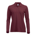 Burgundy - Front - Clique Womens-Ladies Classic Marion Long-Sleeved Polo Shirt
