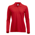 Red - Front - Clique Womens-Ladies Classic Marion Long-Sleeved Polo Shirt