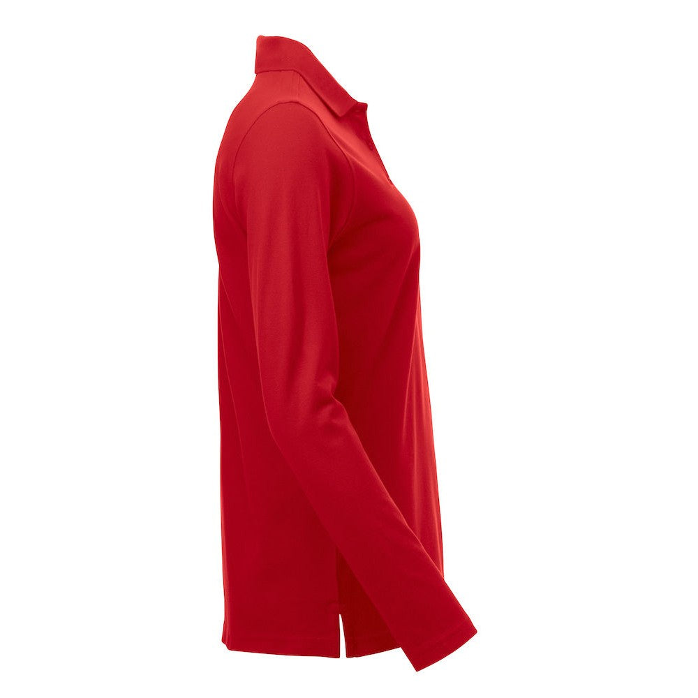 Red - Side - Clique Womens-Ladies Classic Marion Long-Sleeved Polo Shirt