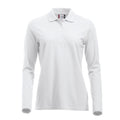 White - Front - Clique Womens-Ladies Classic Marion Long-Sleeved Polo Shirt