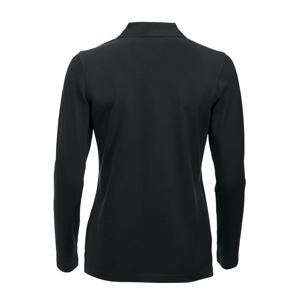 Black - Back - Clique Womens-Ladies Classic Marion Long-Sleeved Polo Shirt