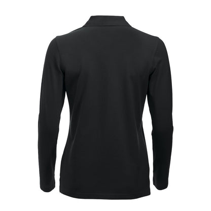 Black - Back - Clique Womens-Ladies Classic Marion Long-Sleeved Polo Shirt