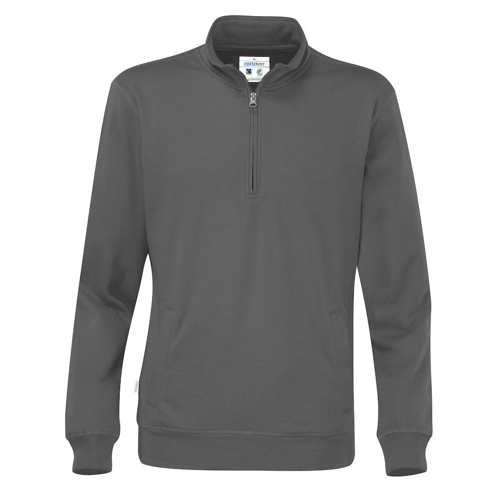 Charcoal - Front - Cottover Unisex Adult Half Zip Sweatshirt