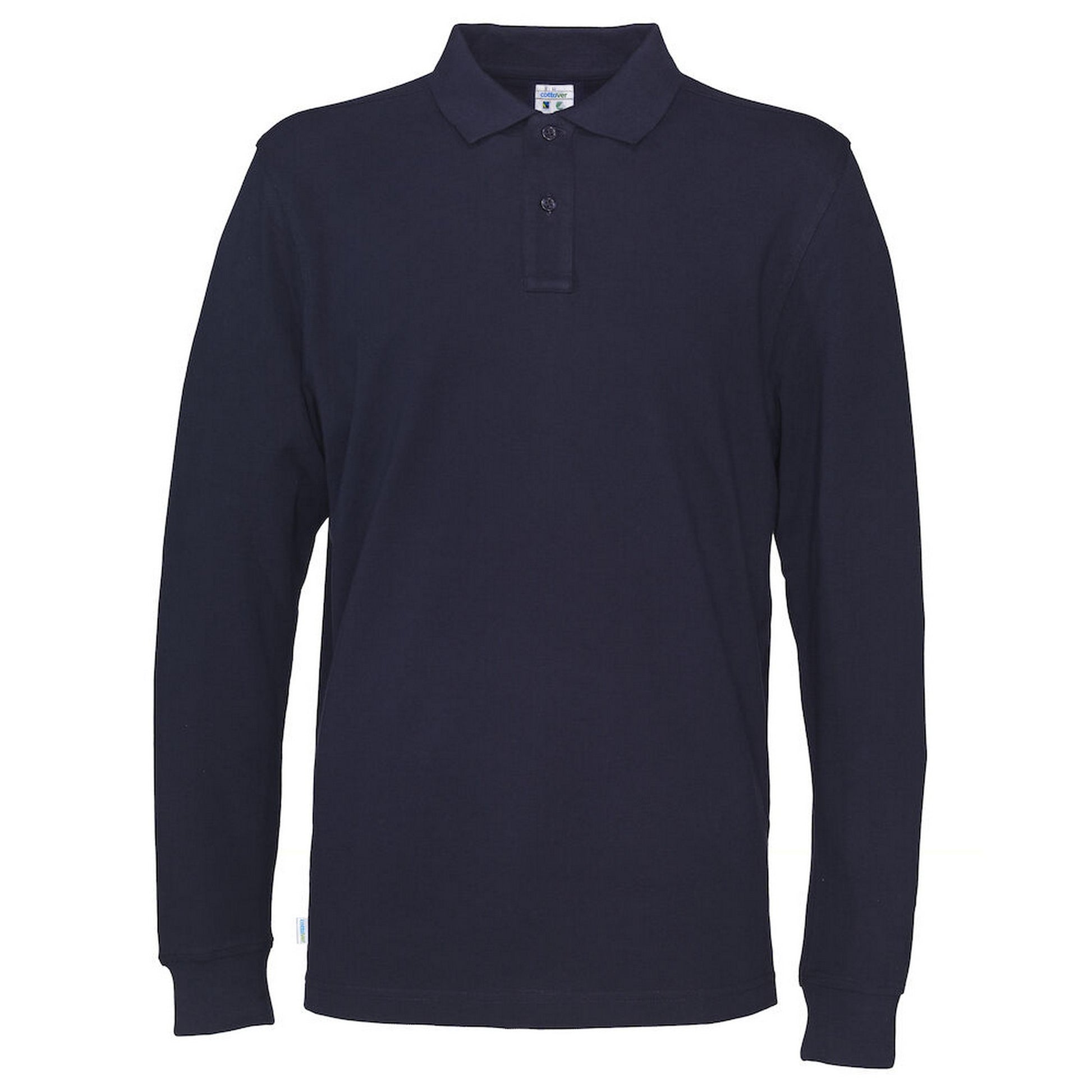 Navy - Front - Cottover Mens Pique Long-Sleeved T-Shirt