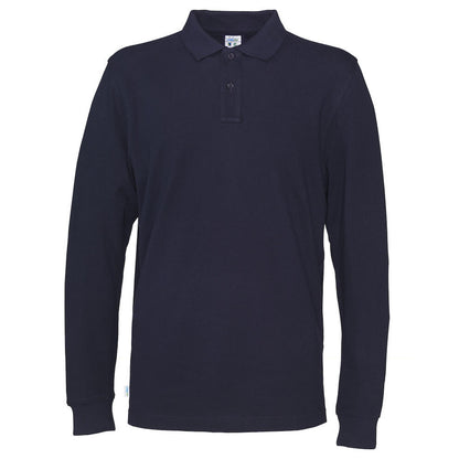 Navy - Front - Cottover Mens Pique Long-Sleeved T-Shirt