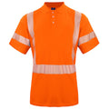 Orange - Front - Projob Mens Reflective Polo Shirt