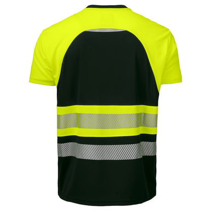 Yellow-Black - Back - Projob Mens Reflective Tape T-Shirt