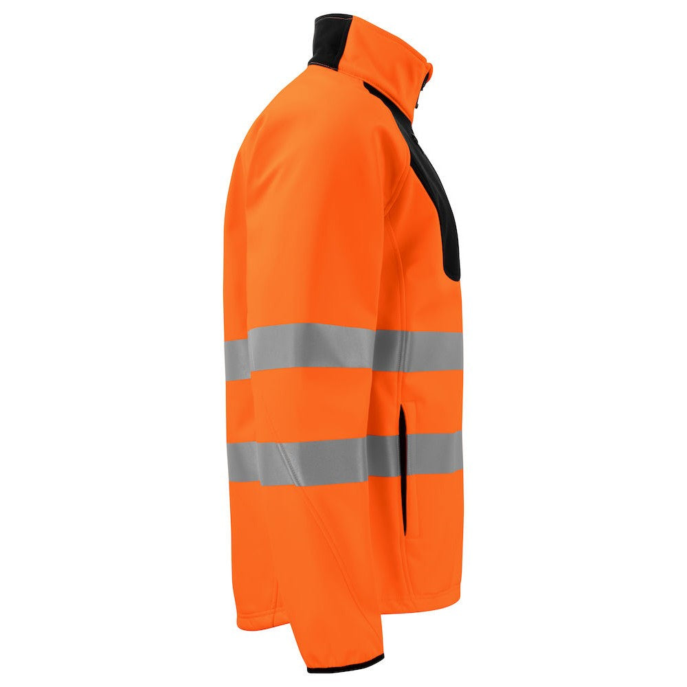 Orange-Black - Side - Projob Mens Hi-Vis Soft Shell Jacket