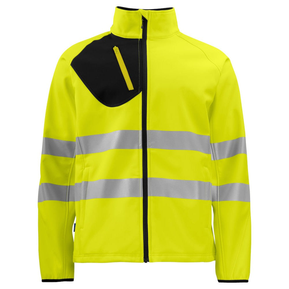 Yellow-Black - Front - Projob Mens Hi-Vis Soft Shell Jacket