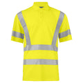 Yellow - Front - Projob Mens Reflective Piqué Polo Shirt