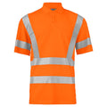 Orange - Front - Projob Mens Reflective Piqué Polo Shirt
