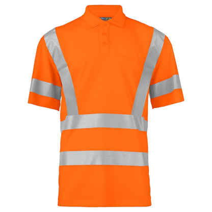 Orange - Front - Projob Mens Reflective Piqué Polo Shirt